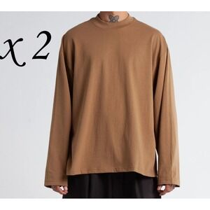 2 Men's Shaka Wear Max Heavyweight Oversized Long Sleeve Tee - Latte - M